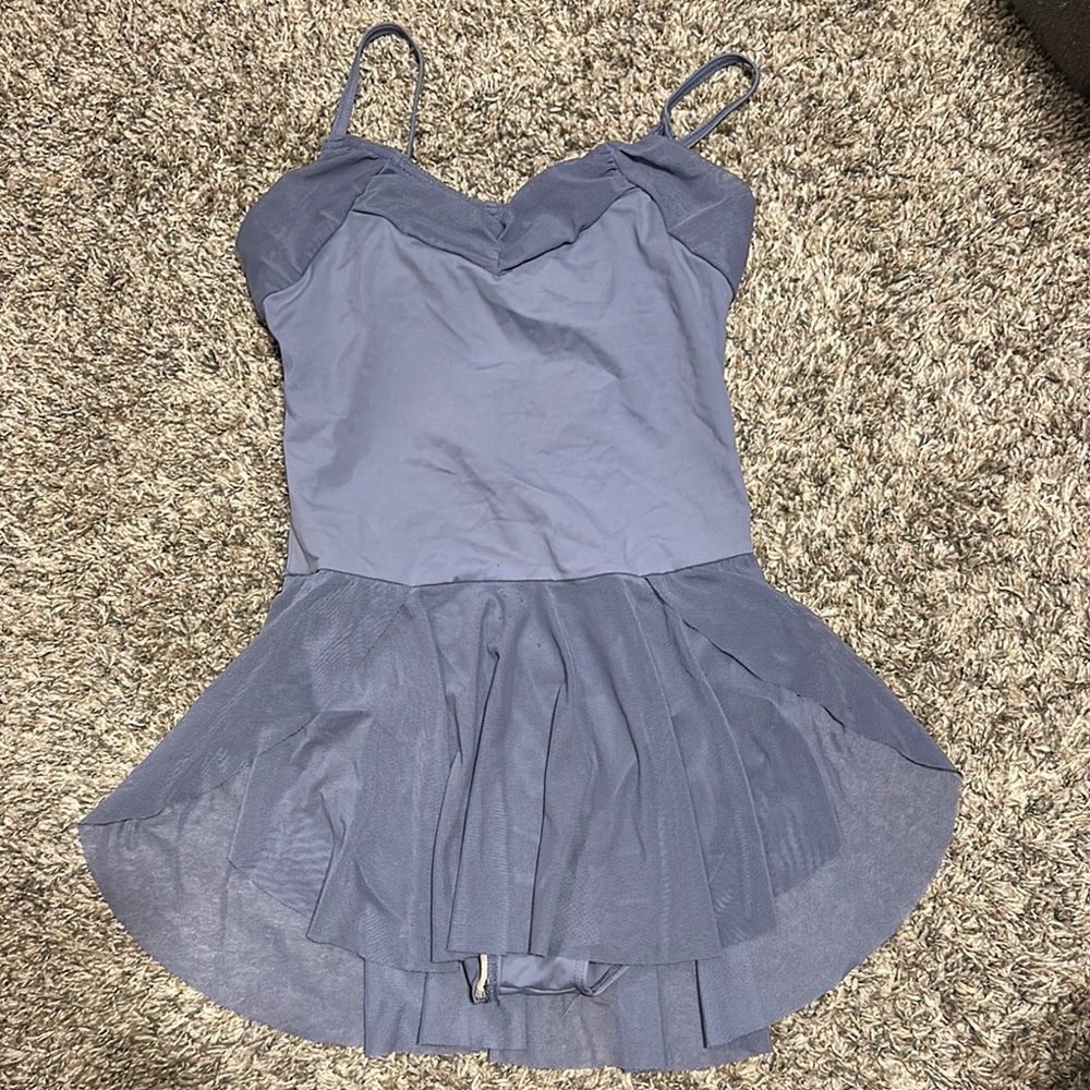 Balera Periwinkle Dance Leotard with Mesh Detail and Skirt